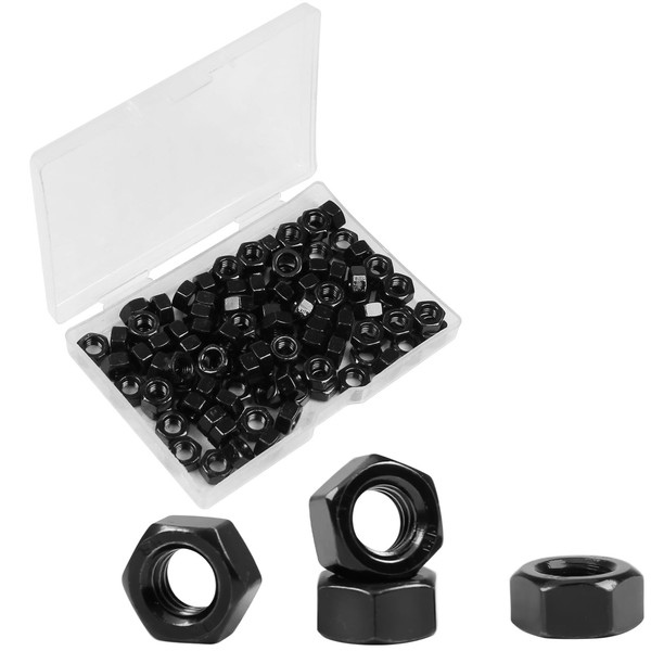 Yinpecly 100pcs M6-1.0 Hex Nut, Carbon Steel Grade 8.8, Black