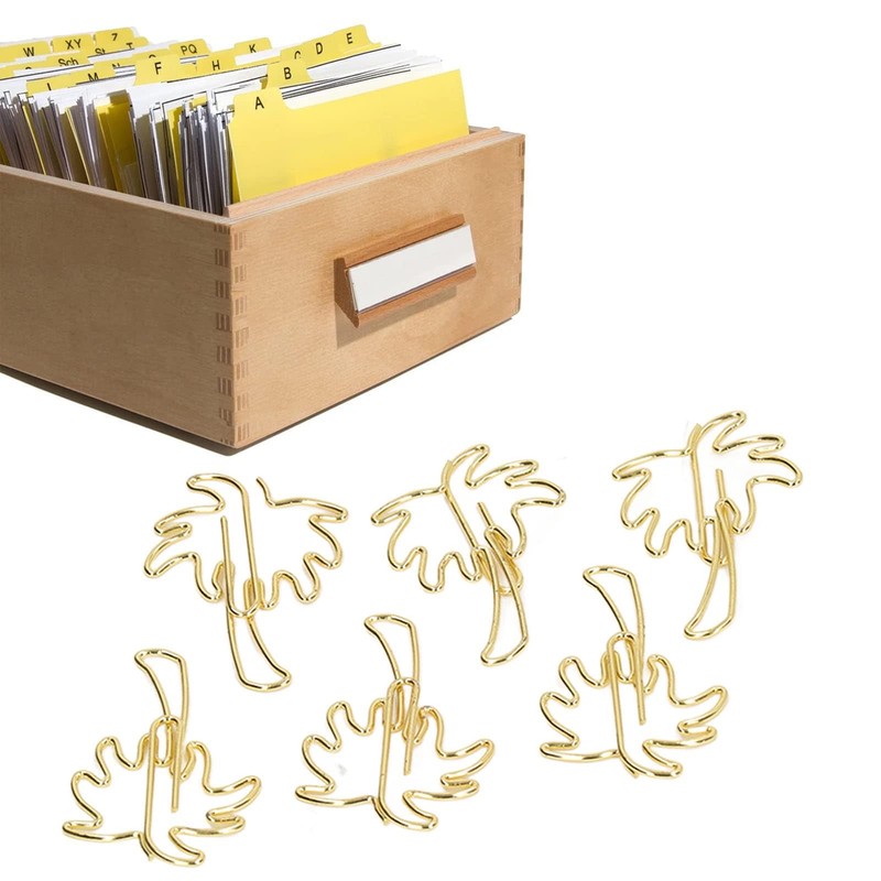 Small Paper Clips, 50PCS Gold Paperclips Cute Palm Tree Shaped