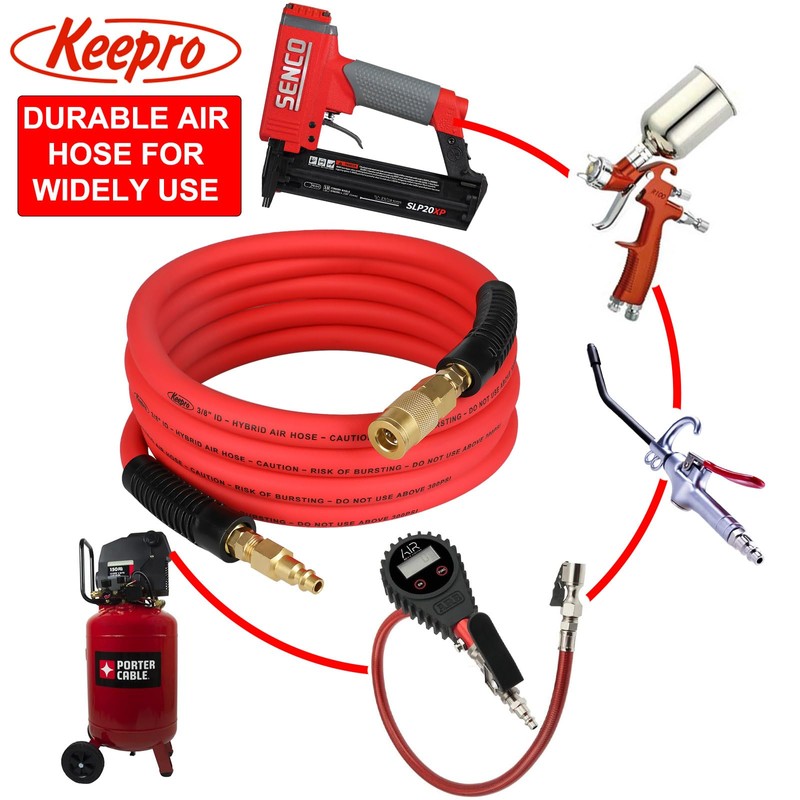 Keepro Durable Hybrid Air Hose, Flexible 1/4 Inch ID By
