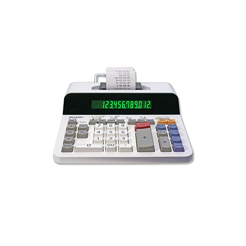 Sharp 12-Digit Printing Calculator with Extra Large 10-Digit Option, 8.0