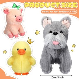 Hiboom Hiboom 7 Pack Farm Stuffed Plush Animals Toys Set 8 Inch Barnyard Stuffed Animals Bulk Soft Pig Rooster Horse Duck Sheep Cow Dog Toy Gifts for Birthday Party Favor Supplies