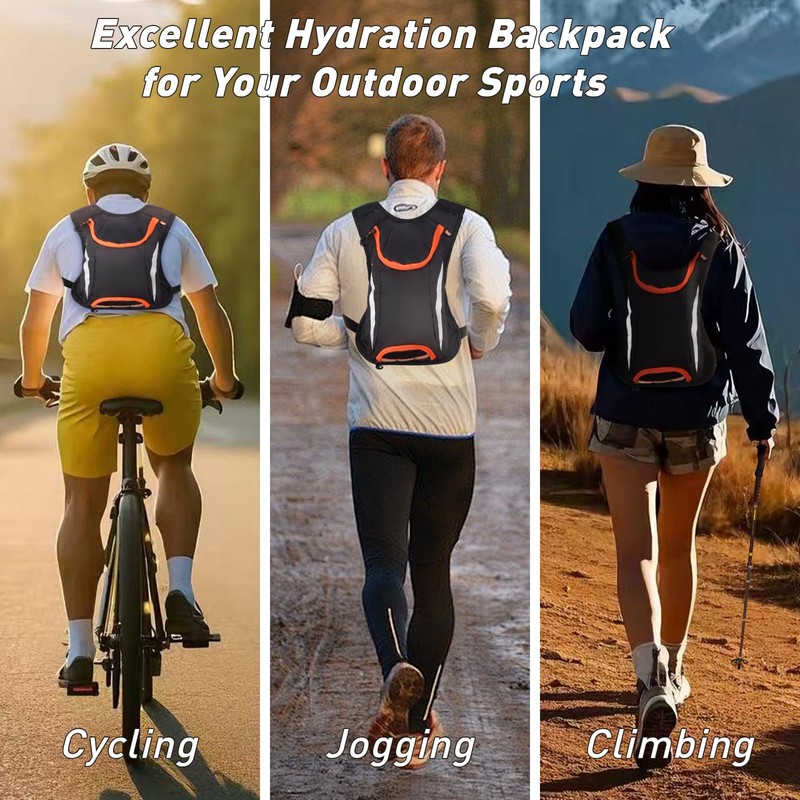 Cycling Hydration Backpack with Water Bottle Holder and Helmet Holder