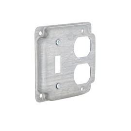 Hubbell-Raco 906C 1 Duplex Receptacle and Toggle Switch 4-Inch Square Exposed Work Cover, Steel