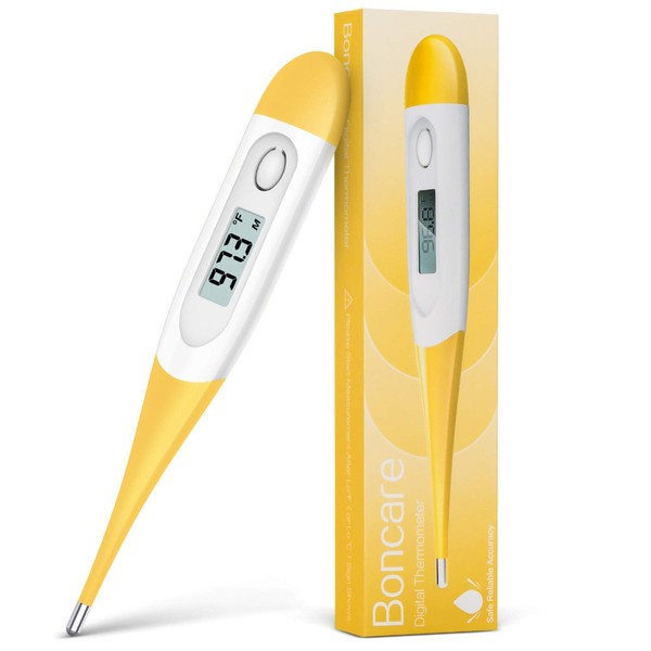 Boncare Thermometer for Adults, Digital Oral Thermometer for Fever with 10 Seconds Fast Reading (Yellow)
