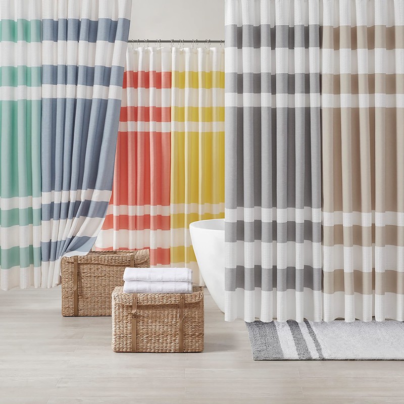 Madison Park MP70-1484 Spa Waffle Shower Curtain 72x72 Grey,72x72