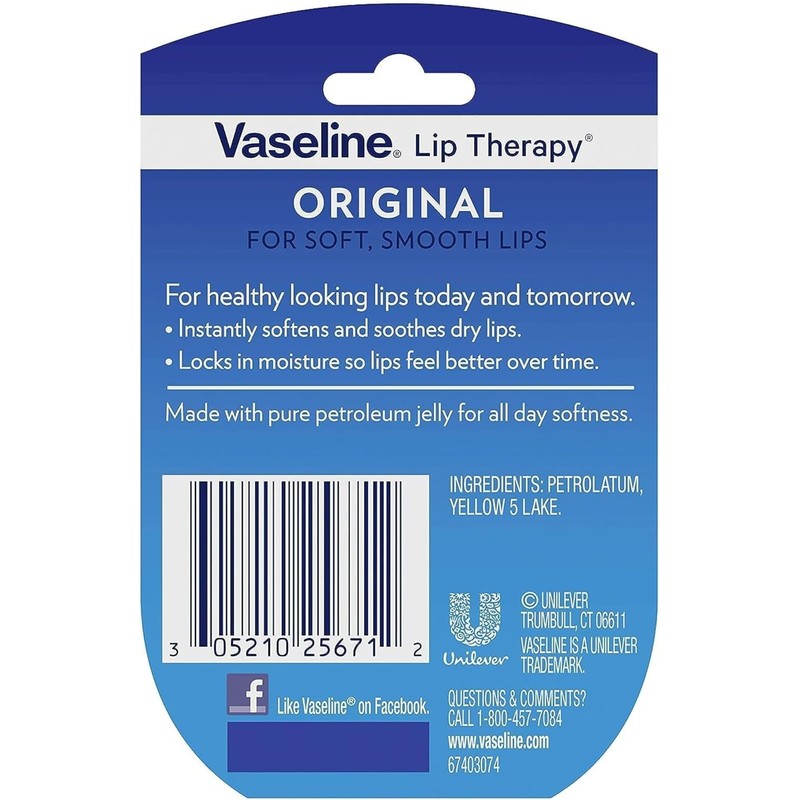 Vaseline Lip Therapy Original, .25 oz (Pack of 4)