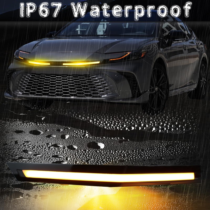 BINQIGOO 2Pcs Grille Lights LED Bar Front Switchback White&Amber LED
