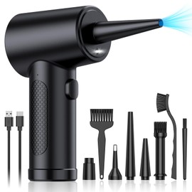 Achsan Powerful Compressed Air Duster,91000RPM High-Power Electric Air Blower for Dust Removal,Safe for Electronics, Keyboards, PC, Car Interiors,Reusable, Eco-Friendly & Ergonomic Design (Black)