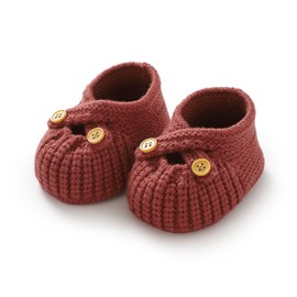 YIXPOH Knit Baby Booties Crochet Newborn Crib Shoes Babe First Walkers Knitted Boots for Infants Boy Girls Red 0-3 Months