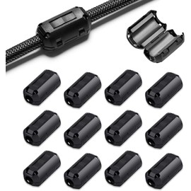Viaky 12 Pack RFI EMI Noise Filter Suppressor Cable Clip, Clip-on Ferrite Ring Core for Dia Cable(Black) (7mm)
