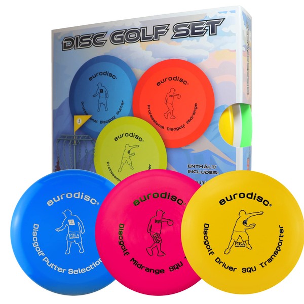 eurodisc Disc Golf Frisbee Starter Set/Kit SQU Putter Midrange Driver PDGA approved
