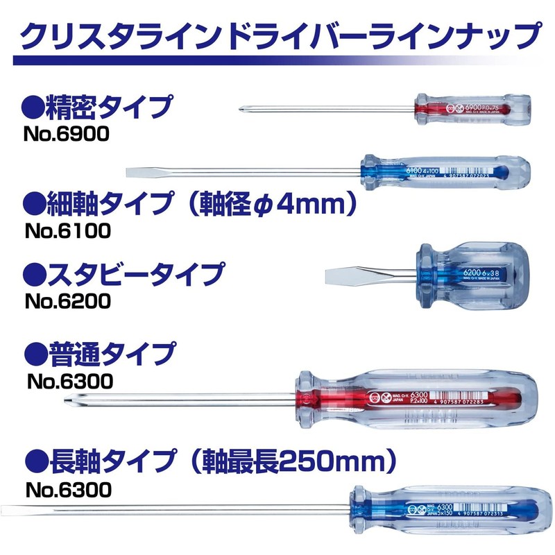 Vessel Crystaline Screwdriver (Long Axis Type) +1 x 250 6300