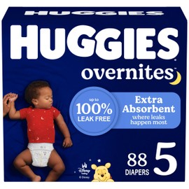 Huggies Size 5 Overnites Baby Diapers: Overnight Diapers, Size 5 (27+ lbs), 88 Ct, Packaging May Vary