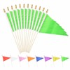 XCFH Small Solid Plain Green Pennant Stick Flag Mini Triangle
