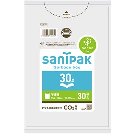 Nippon Sani Pack Nocoo Trash Bags, 1.8 gal (30 L), Translucent, 30 Pieces, 0.013 CUH34