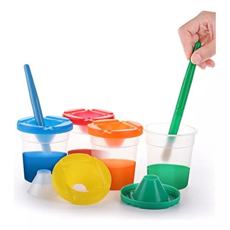 10 Piezas Tazas De Pintura Con Pinceles Pinceles Para Niños