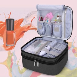 Luxja Nail Varnish Storage Case for Nail Polish, Nail Varnish Holder, Nail Polish Carrying Case - Holds 30 Bottles (15ml - 0.5 fl.oz), Double-Layer Storage Bag for Nail Varnishes and Manicure, Black