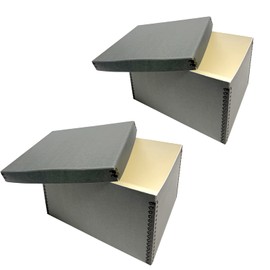 Lineco Record Storage Box 12x15x10 inch. Extra-Durable Filing Archival Cartons for Long-Term Storing of Important Documents, Papers, Photos or Prints. Acid-Free Gray Boxboard, 2 Pack