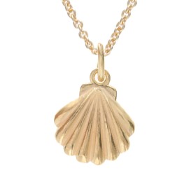 BELLYBIRD Jewellery Handarbeit, Damen Halskette mit Muschel Anhänger aus 925 Silber/Silber vergoldet, besonderes Geschenk (45, Silber vergoldet)