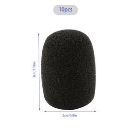 Tabanzhe 10 PCS Microphone Foam Covers,Mini Headset Microphone Noise Filter,Black Pop Shield Wind Protection Cover for Variety of Headset Microphone
