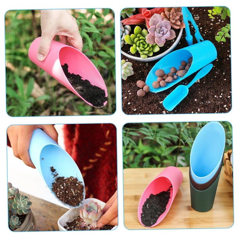 Sosoport 5pcs Ergonomic Potting Scoop Multi-Purpose Garden Tool for Succulent