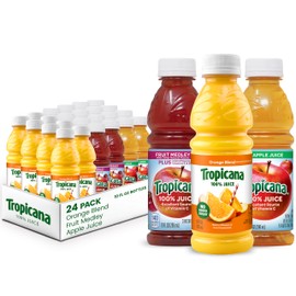 Tropicana 100% Juice Variety Pack - Orange, Apple & Fruit Medley, Single Serve, 10 Fl Oz Bottles (Pack of 24) - Real Fruit Juice, Vitamin C Rich, No Added Sugars, No Artificial Flavors