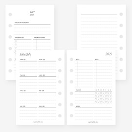 MAY PAPER CO. 2025/2026 Pocket Weekly Planner Refill, Week on Two Page Planner Insert for Pocket Filofax and LV PM 6 ringed Agenda (Weekly with Tracker)