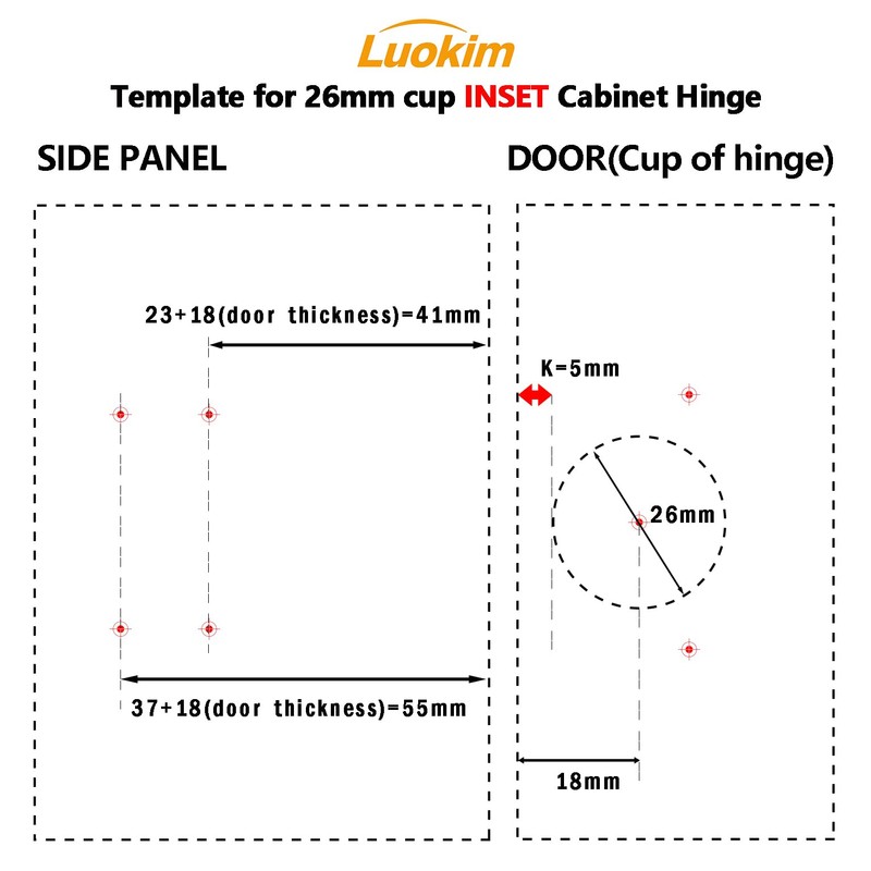 Luokim 2-Pack 26mm Small Cup Inset Soft Close Cabinet Hinges