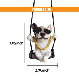 Swinging Dog Car Hanging Ornament, Car Rear View Mirror Charm Accessories, Cute French Bulldog Car Pendant Interior, Car Hanging Decorations, Car Gifts for Men Women