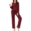 Ekouaer Womens Pajama Sets Long Sleeve Ribbed Knit Lounge Set Button Down Soft 2 Piece Pjs With Pockets Wine Red M