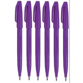 Pentel Violet Original Sign Pen S520 Fibre Tip Marker Pens Colour Fineliner 2mm Nib 1mm Line Width (Pack Of 6)