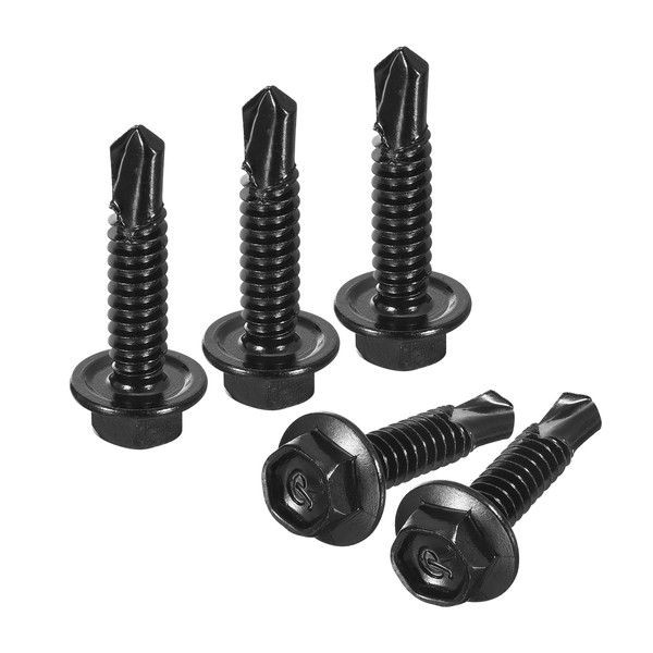 uxcell #12 x 1 Hex Washer Head Self Drilling Screws