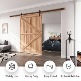EaseLife 10 FT Heavy Duty Sliding Barn Door Hardware Track Kit,Straight Pulley,Slide Smoothly Quietly,Easy Install (10FT Track Kit for 60" Wide Single Door)