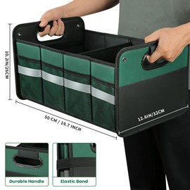 WINHUNT Car Trunk Organizer, Car Storage and Organizer Reinforced Handles, 50L Waterproof Polyester Car Accessories Organizer for Car, Suv, Sedan, Truck, Minivan Non Slip Bottom 50L (Medium, Green 50L)