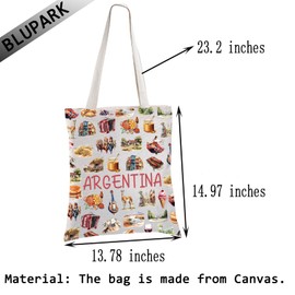 BLUPARK Argentina Shopping Bag Argentina Vacation Gift Argentina Food Lovers Gift Argentina Flag Tote Bag, Argentina