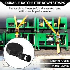 Hihaha Ratchet Tie Down Straps/Heavy Duty Tensioning Belts Motorcycle Trailer Trucks Cargo/Adjustable 250kg 1"x 23' / 1 Pcs Black