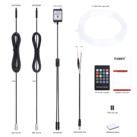 TABEN Car Interior Ambient Lighting Kits 3 Metres Fibre Optic RGB Multicolour Music Sync Rhythm Sound Active Function and Wireless RF Remote Control 12 V with DC Line