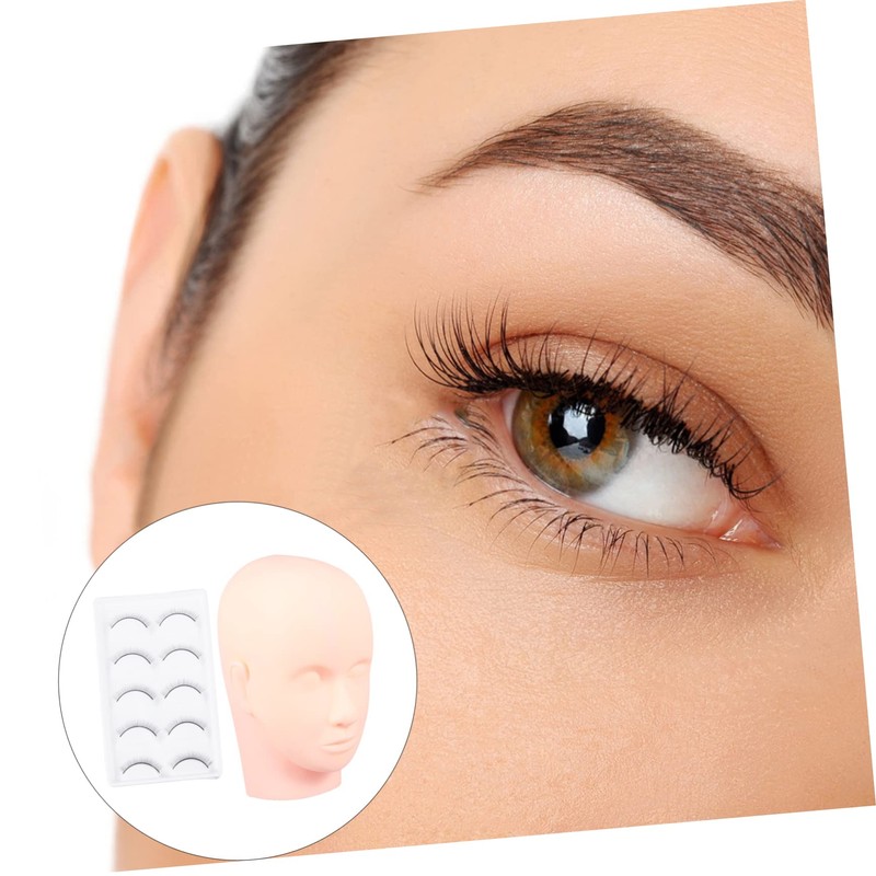 TOVINANNA 1set Practice Kit for Eyelash Extensions Lash Mannequin Head