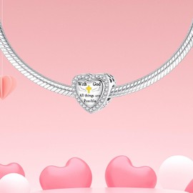 DATOUQI Cross Charm with God All Things are Possible 925 Sterling Silver Charms for Bracelets Necklace