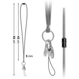 Navy Blue Nylon Cord Lanyard Soft Comfortable with Safety Breakaway, Includes Gold Design O-ring, Loop Clip and Two Metal Clips, ID Badge Holder Thin Rope Neck Strap by LanyardsTomorrow - Single 1pc