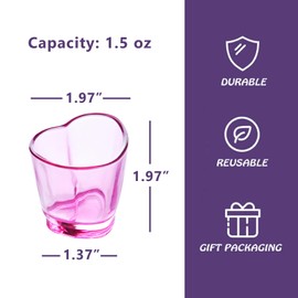 Jaepsing Shot Glasses, 1.5oz Heart Shaped Shot Glasses Set of 12/Soju Shot Glasses/Cute Shot Glasses/Bulk Shot Glasses/Tequila Shot Glasses/Pink Shot Glasses