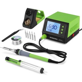 WORKPRO Soldering Station, 60W Soldering Iron Kit with Digital Display and 5 Extra Iron Tips, Precision Temperature Control Solder Station for Electronic Repair, DIY Enthusiasts