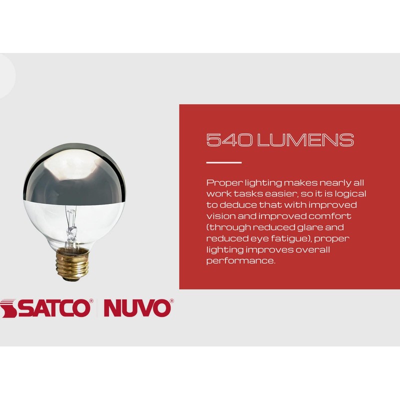 Satco S3862 Medium Light Bulb in Chrome finish, 4.38 inches