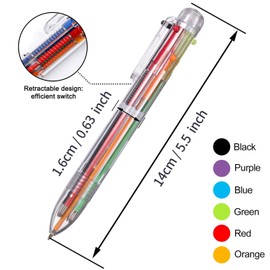 Eeoyu 23 Pack Multicolor Pens 0.5mm 6-in-1 Retractable Ballpoint Pens 6 Colors Transparent Barrel Ballpoint Pen for Office School Supplies Students Children Gift