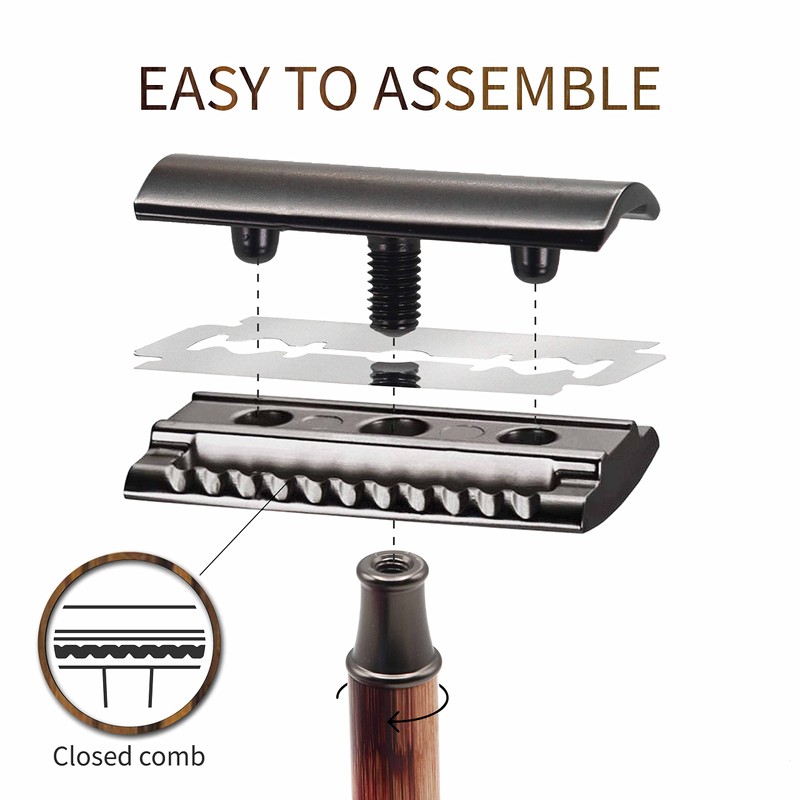 Double Edge Safety Razor Black | Bamboo Handle| Safety Razor