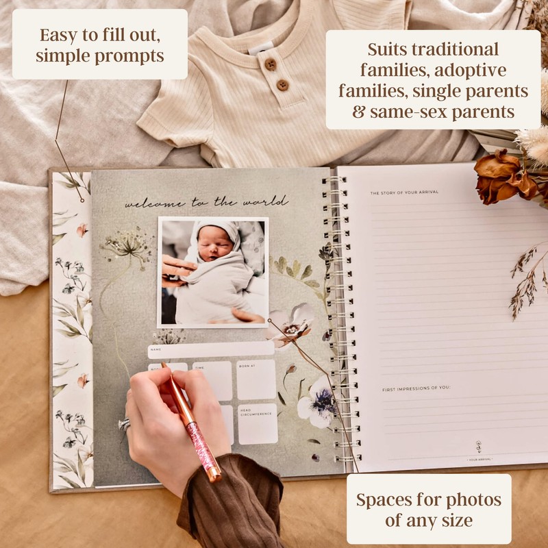 Peachly Baby Memory Book | Minimalist Baby First Year Keepsake