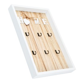 Volumoon Wooden Key Holder, Wall-Mounted Key Rack with 6 Hooks, Key Hooks Wall Mounted, Creative Wooden Key Box, Key Hangers for Living Room, Kitchen, Office (20x30cm)