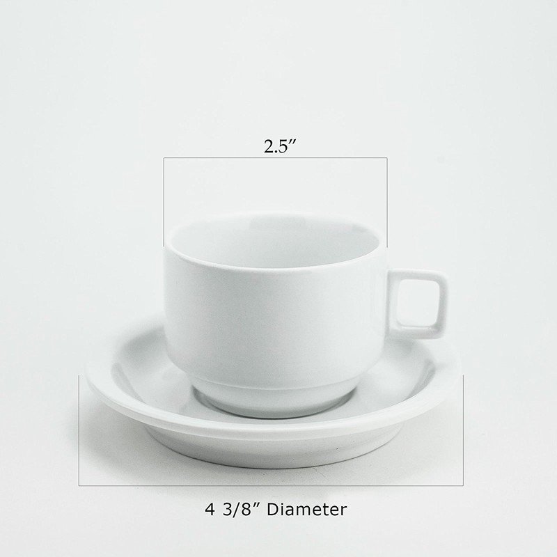 HUJI Stack-able Porcelain 3.2 OZ Espresso Turkish Coffee Cups and