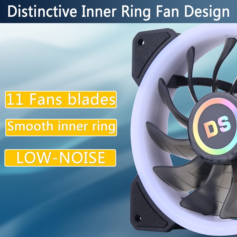 DS 6Pack 120MM RGB PC Cooling Fans, LED Case Fans