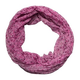 beybey® Delicate women's loop scarf made from a very fine material made of silk and cotton and in exclusive colours., Flowers pink
